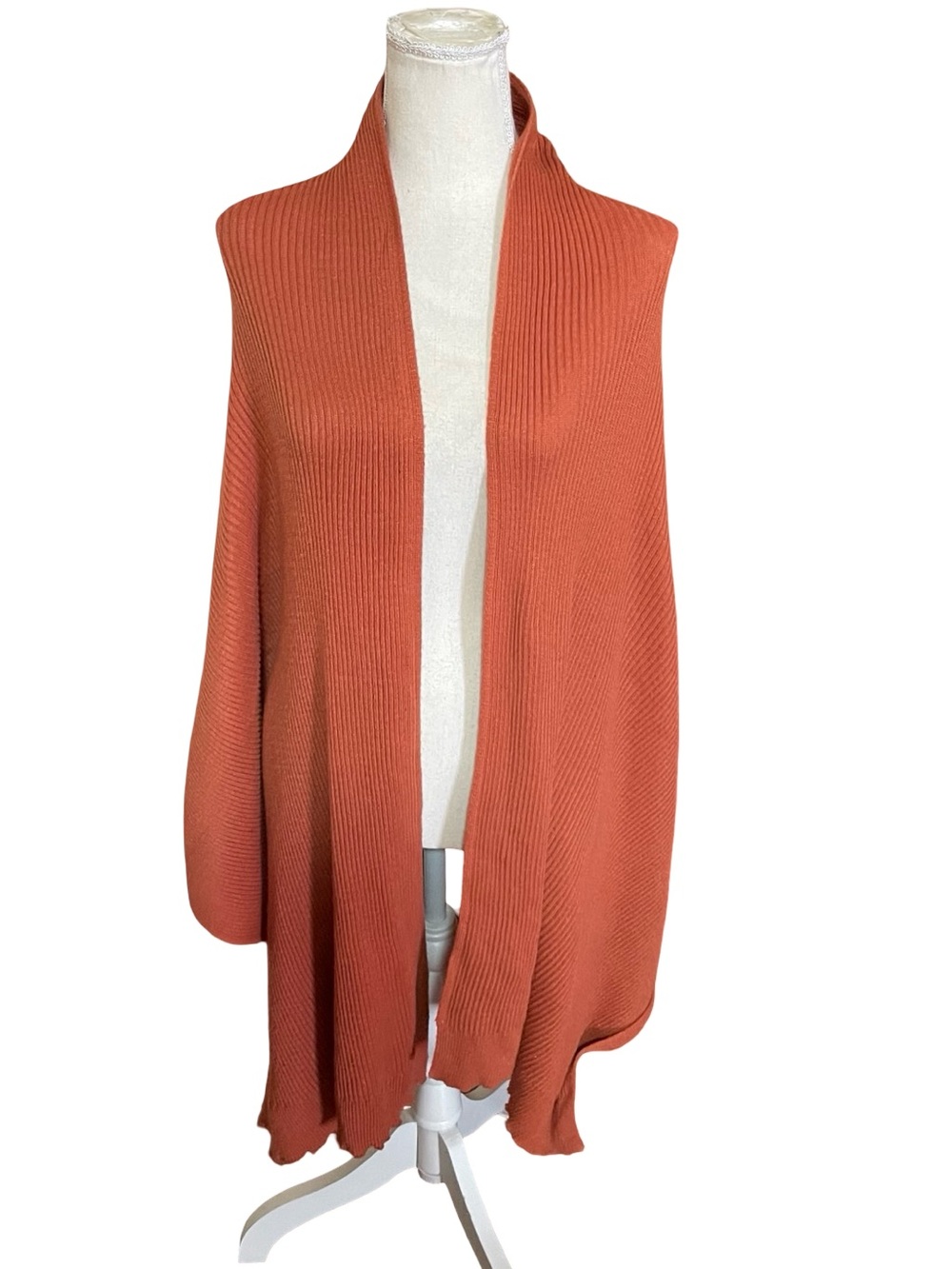 A New Day burnt orange ribbed knit shawl scarf lightweight 30x 86 inches approx - Picture 2 of 15